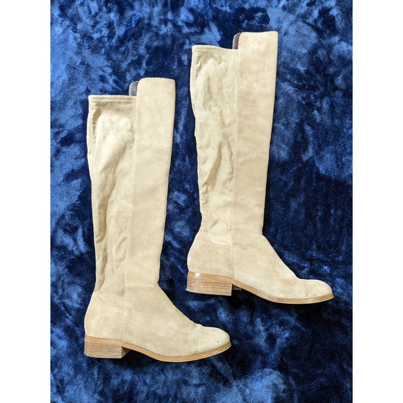 Sole Society knee high boots sz 8 cow suede leather shoes taupe brown tan tall - Picture 5 of 9